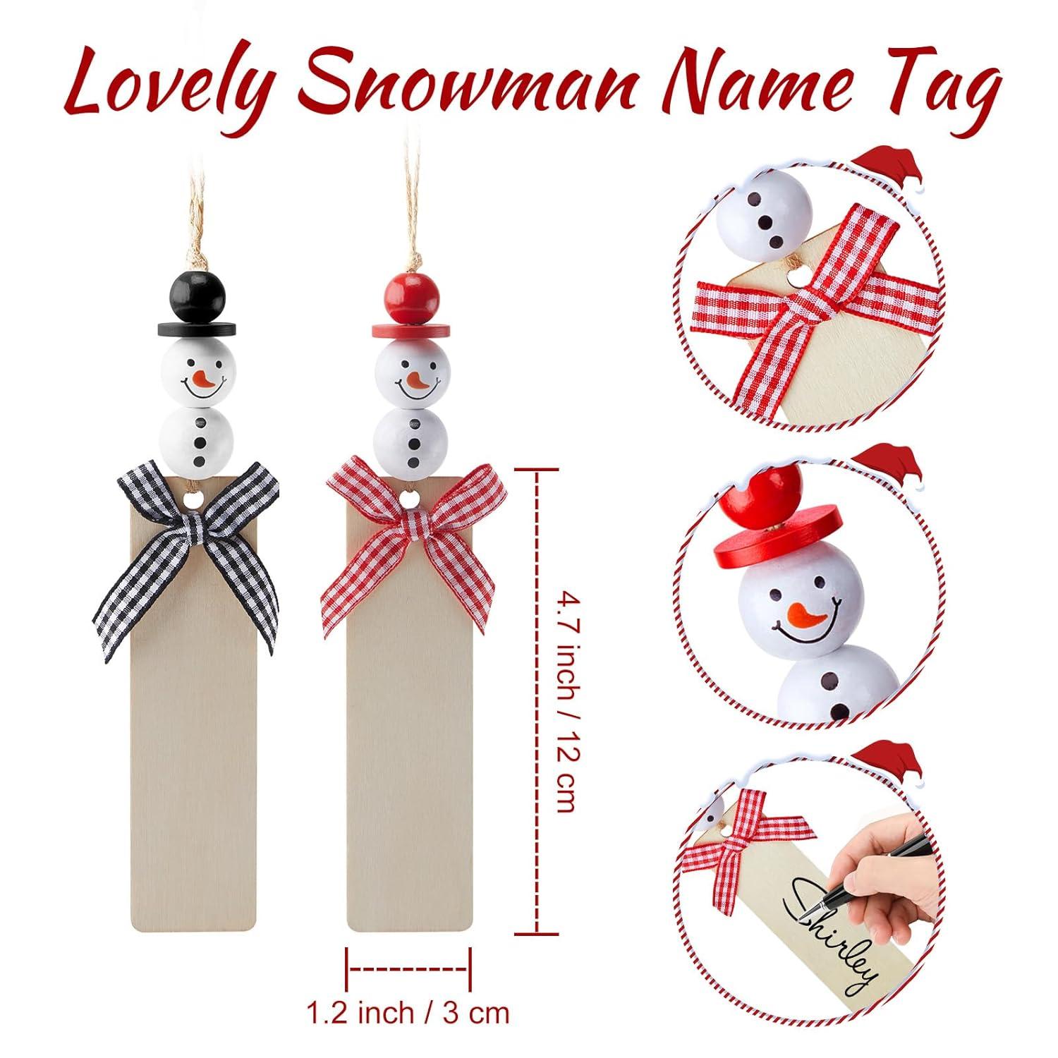 Dalrosia Personalized Christmas Stockings - 18 Inches Hanging Stockings with DIY Snowman Name Tags, 4PCS Large Size Knitted Stockings for Mantels, Christmas Tree Family Holiday Decor