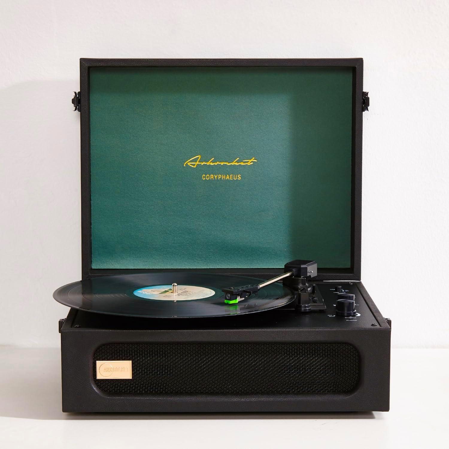 Arkrocket Audio Arkrocket Coryphaeus Bluetooth Turntable Deluxe Edition Record Player(Black/Green)