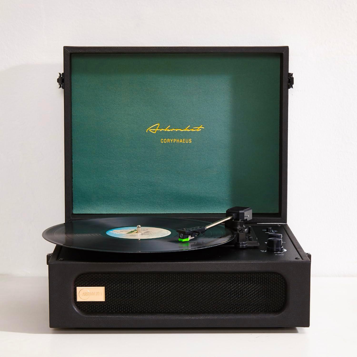Arkrocket Audio Arkrocket Coryphaeus Bluetooth Turntable Deluxe Edition Record Player(Black/Green)