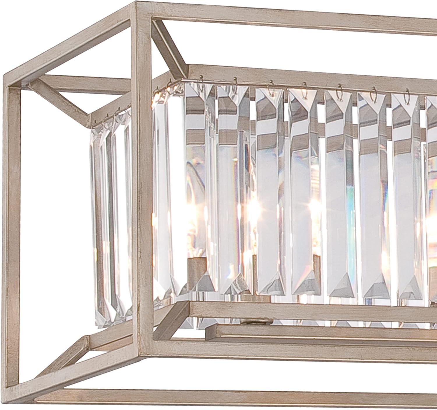 Aged Platinum Crystal 4-Light Linear Chandelier