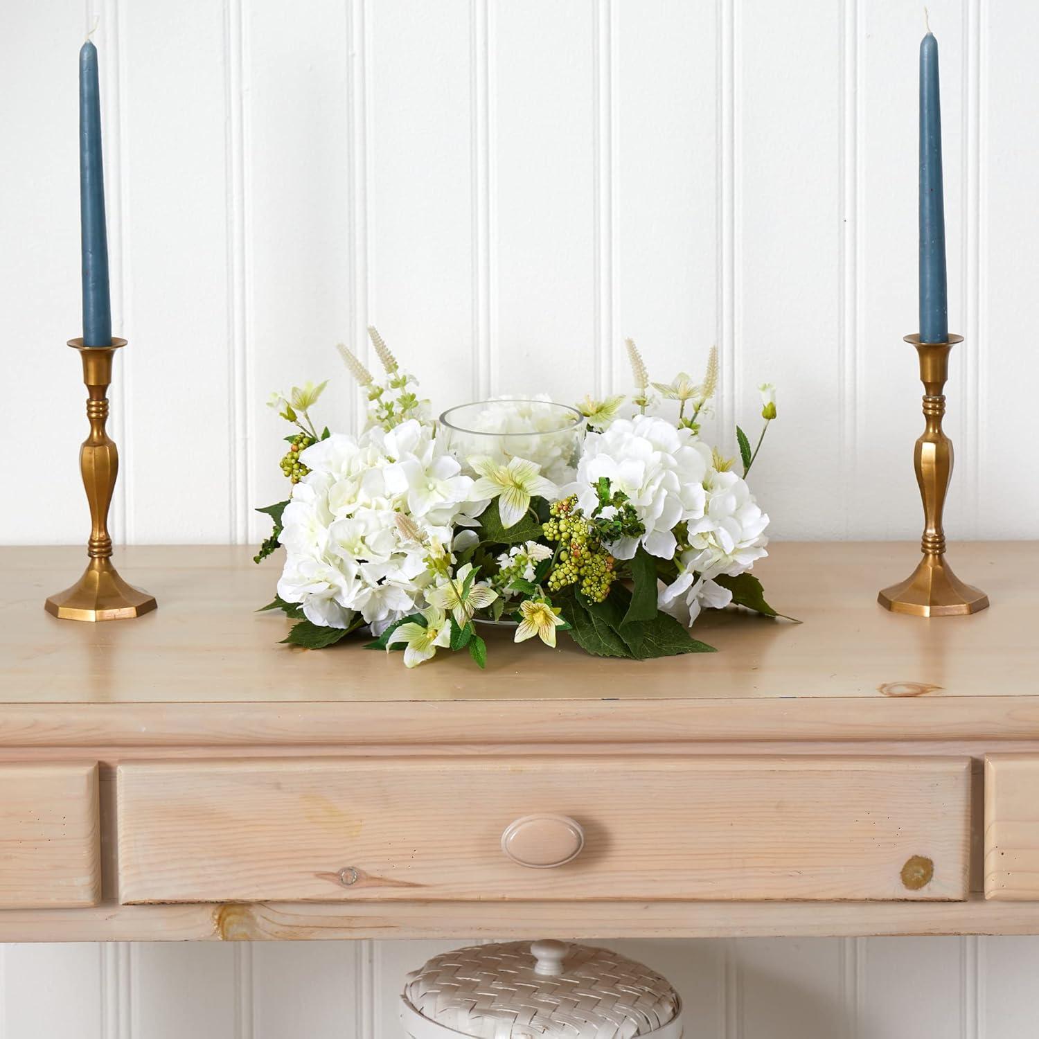 Elegant White Hydrangea Artificial Tabletop Arrangement