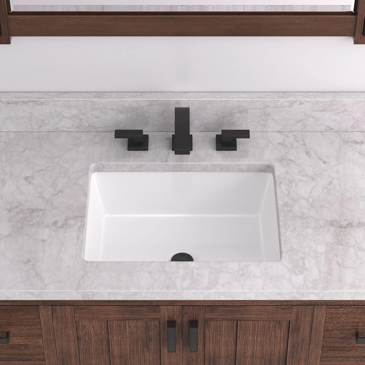 Destin White Rectangular Ceramic Undermount Bathroom Sink