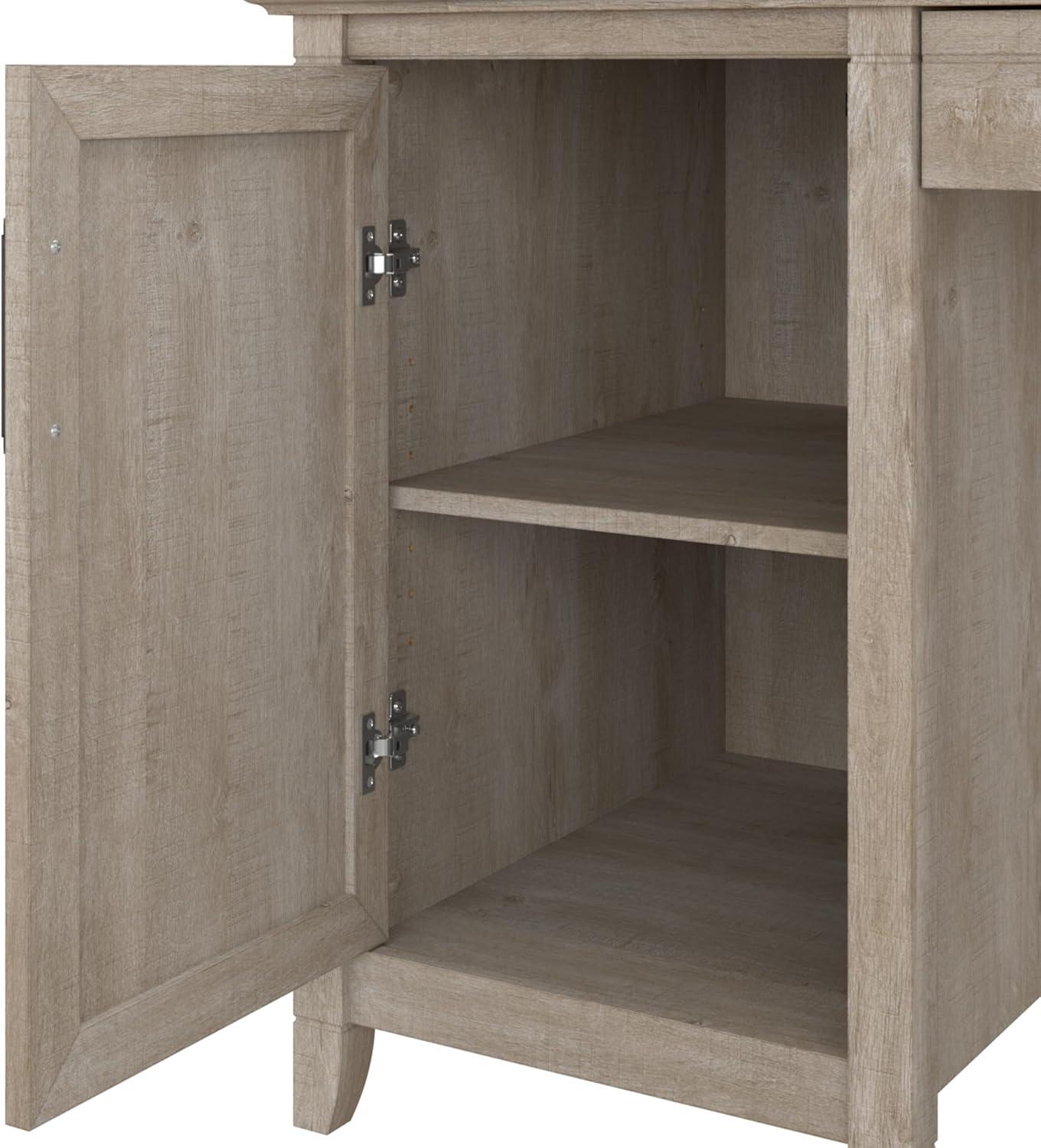 Bush Furniture Key West 54" Computer Desk with Storage, Washed Gray