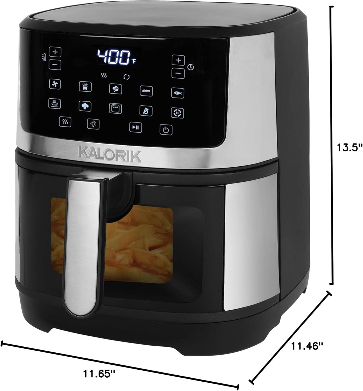 Kalorik 5-Quart Stainless Steel Touchscreen Air Fryer with Window