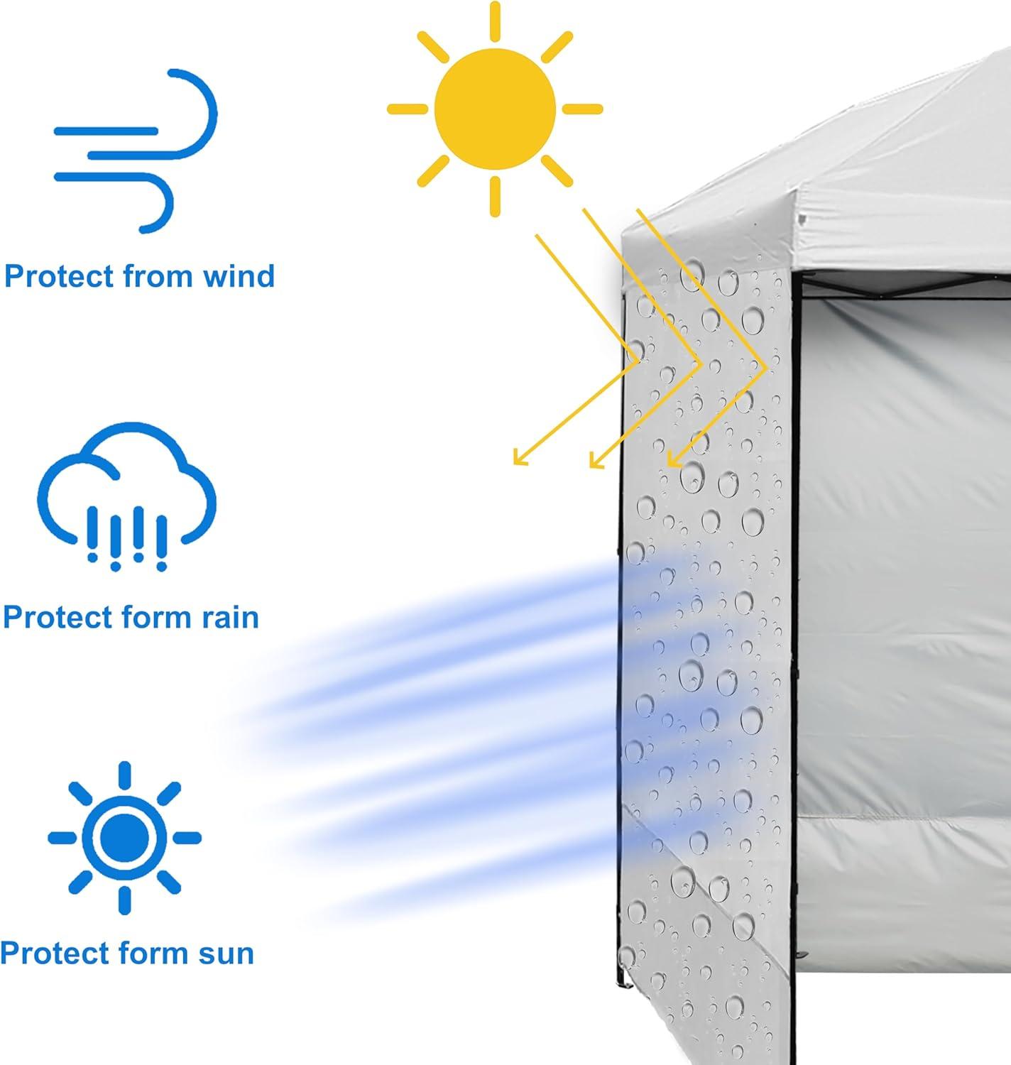 White Waterproof UV-Proof Canopy Sidewall for 10x10ft Gazebo