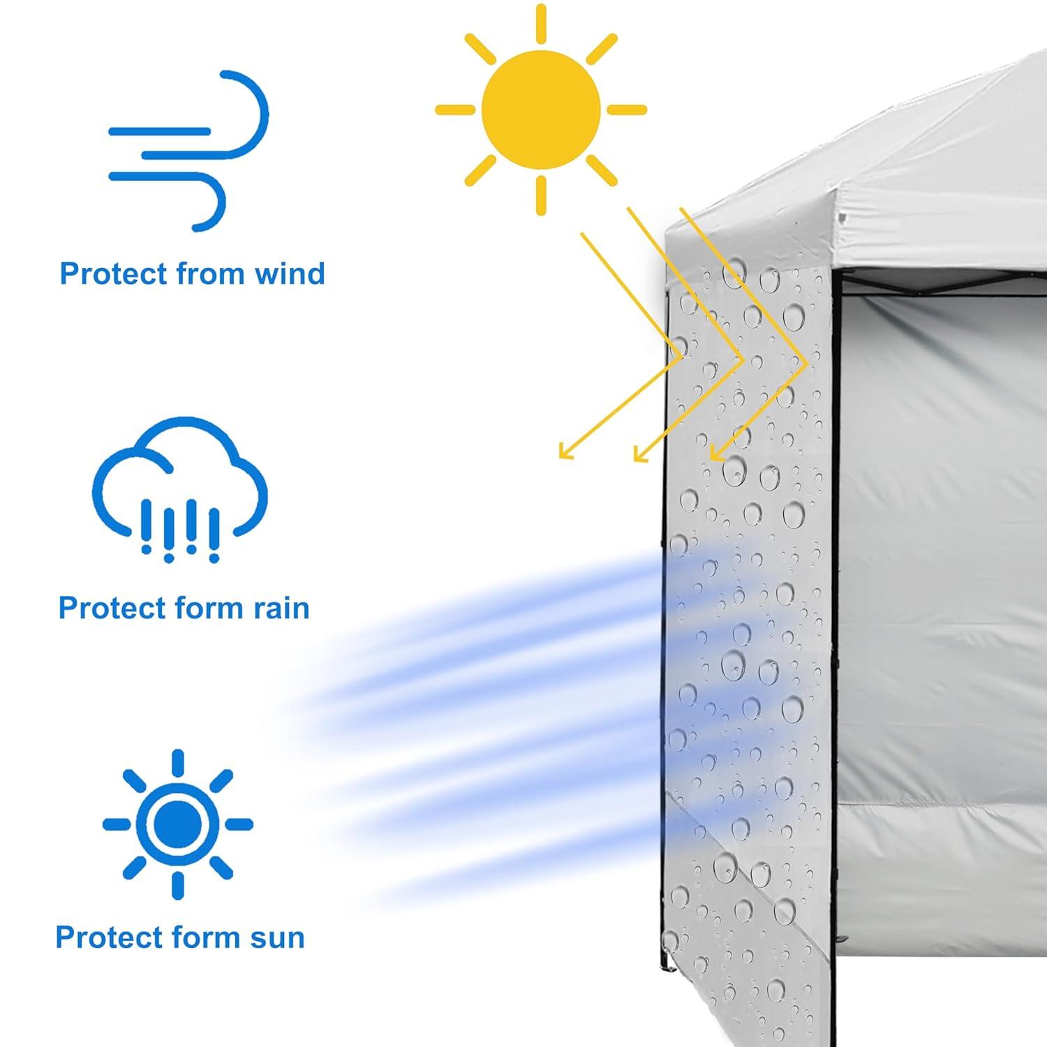 Canopy Sunwall Sidewall Gazebos Tent Waterproof for 10x10ft Pop up Canopy Straight Leg Gazebos Outdoor Instant Canopies 1 Pcs White Canopy Sidewall Only