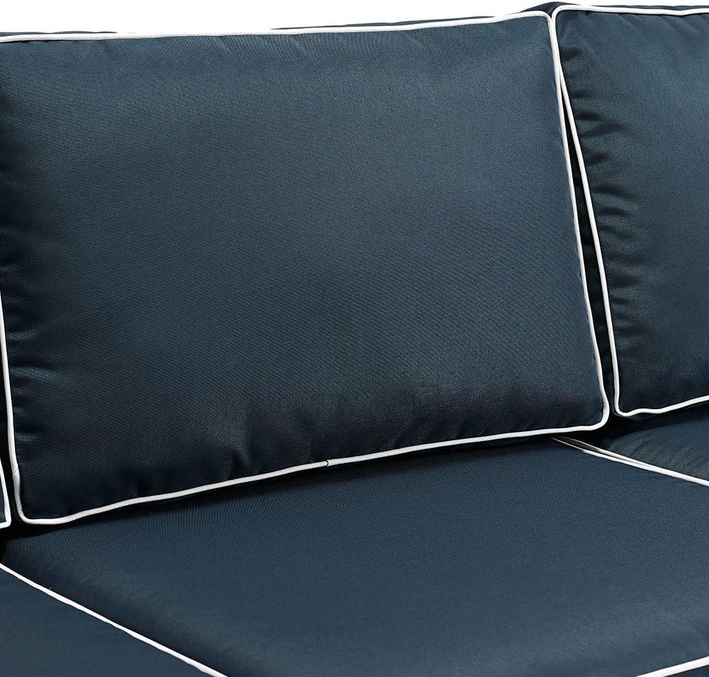 Bradenton Outdoor Wicker Sofa - Navy - Crosley: Steel Frame, Moisture-Resistant, UV-Resistant