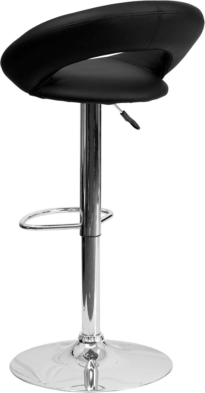 Flash Furniture Contemporary Vinyl Rounded Orbit-Style Back Adjustable Height Barstool with Chrome Base