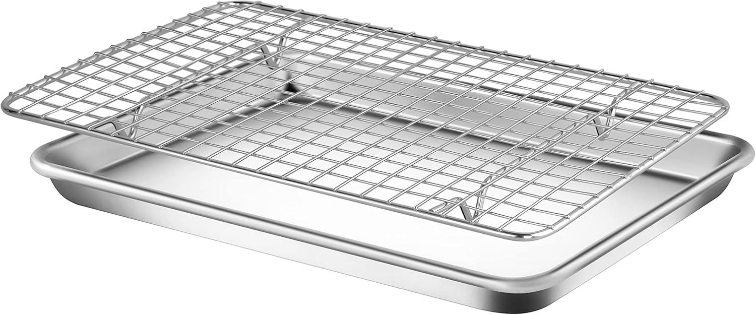 NutriChef Non-Stick Aluminum Baking Sheet with Cooling Rack