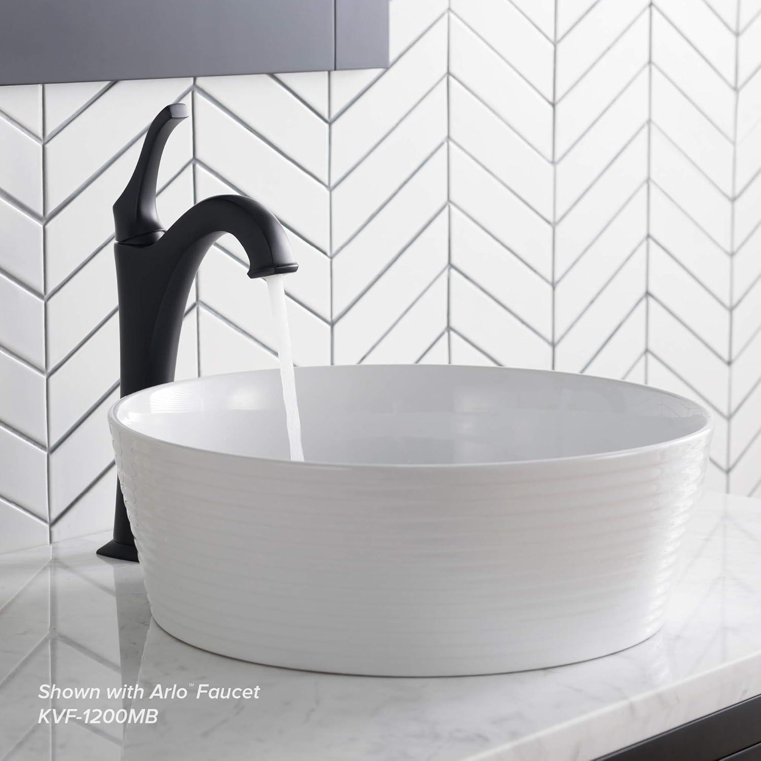 Viva Round White Ceramic Vessel Sink with Pop-Up Drain