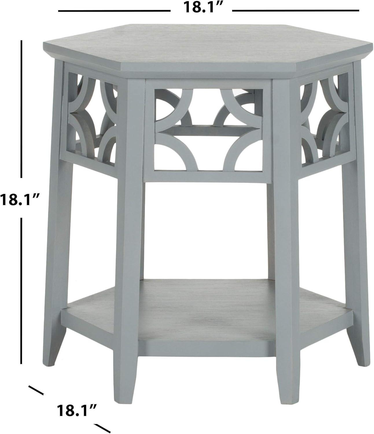 Connor Hexagon End Table - AMH4602C - Pearl Blue Grey - Safavieh Couture