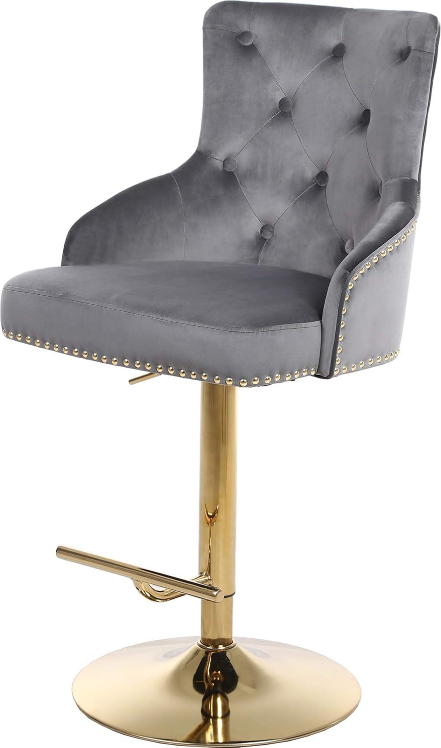 Maykoosh Mountain Lodge Grey Velvet Adjustable Stool