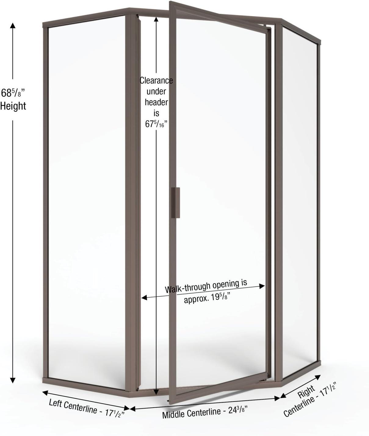 Deluxe 57.625'' W 68.625'' H Framed Neo-angle Reversible Shower Enclosure