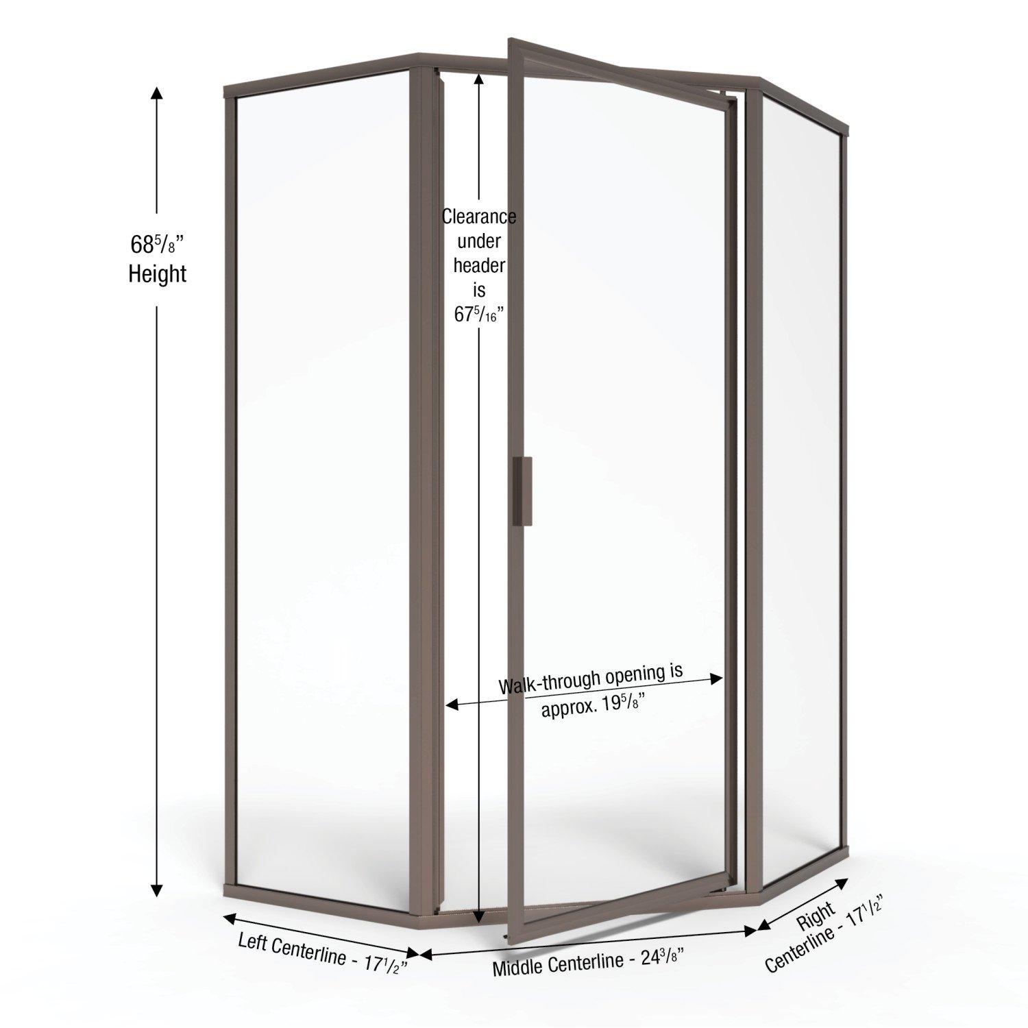 Deluxe 57.625'' W 68.625'' H Framed Neo-angle Reversible Shower Enclosure