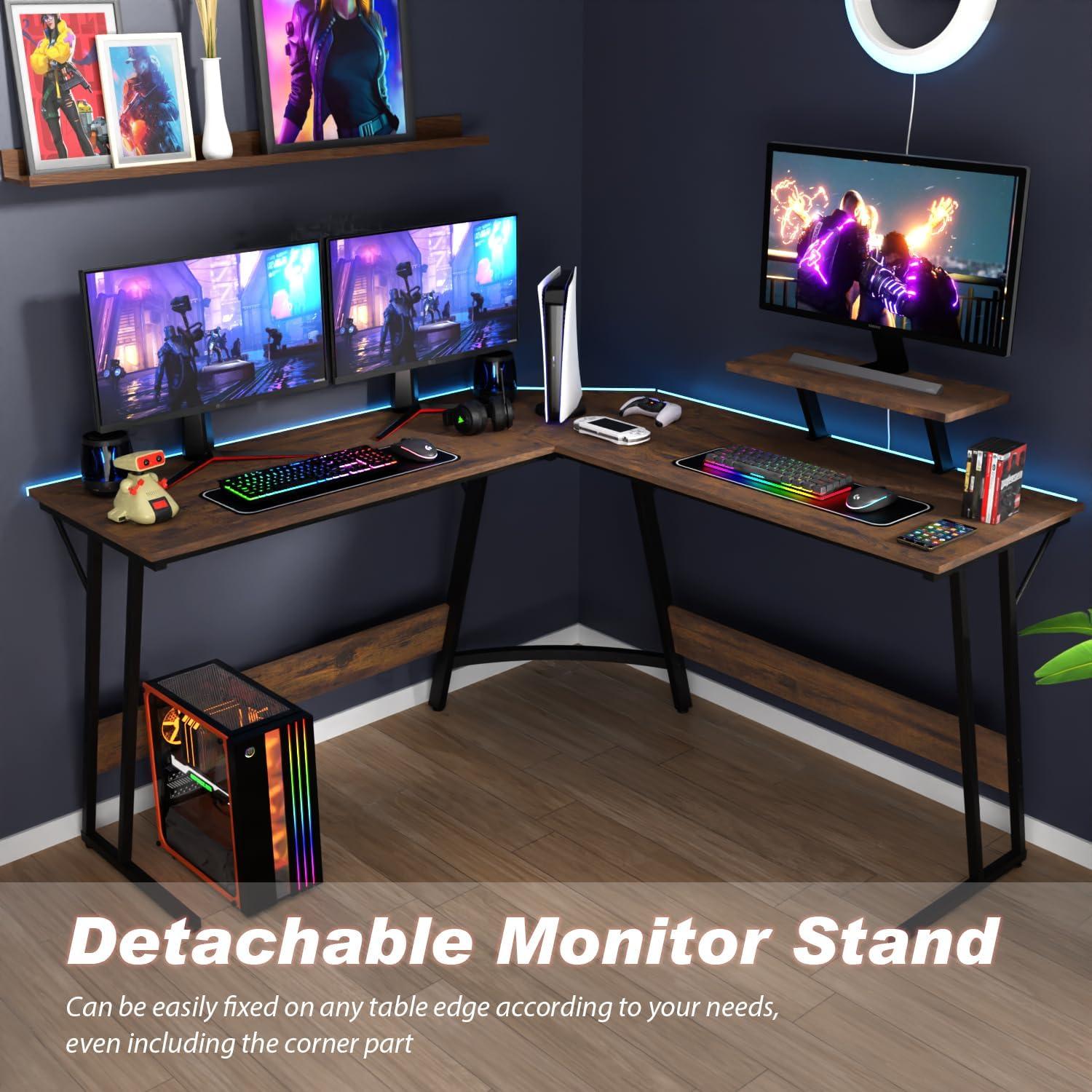 FDW L Shaped Desk Corner Gaming Desk Computer Desk with Large Desktop Studying and Working and Gaming for Home and Work Place