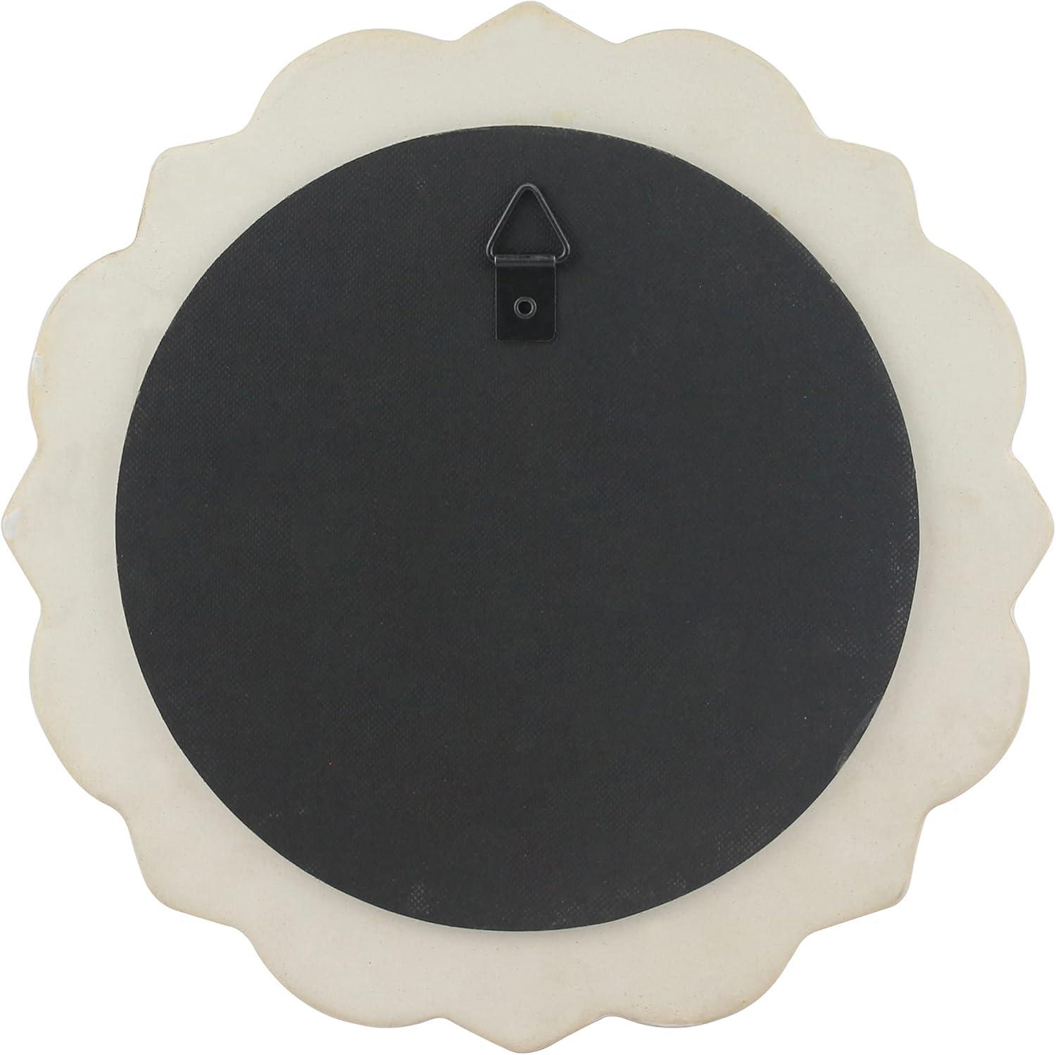 Round Ceramic Floral Wall Hanging Mirror White - Stonebriar Collection