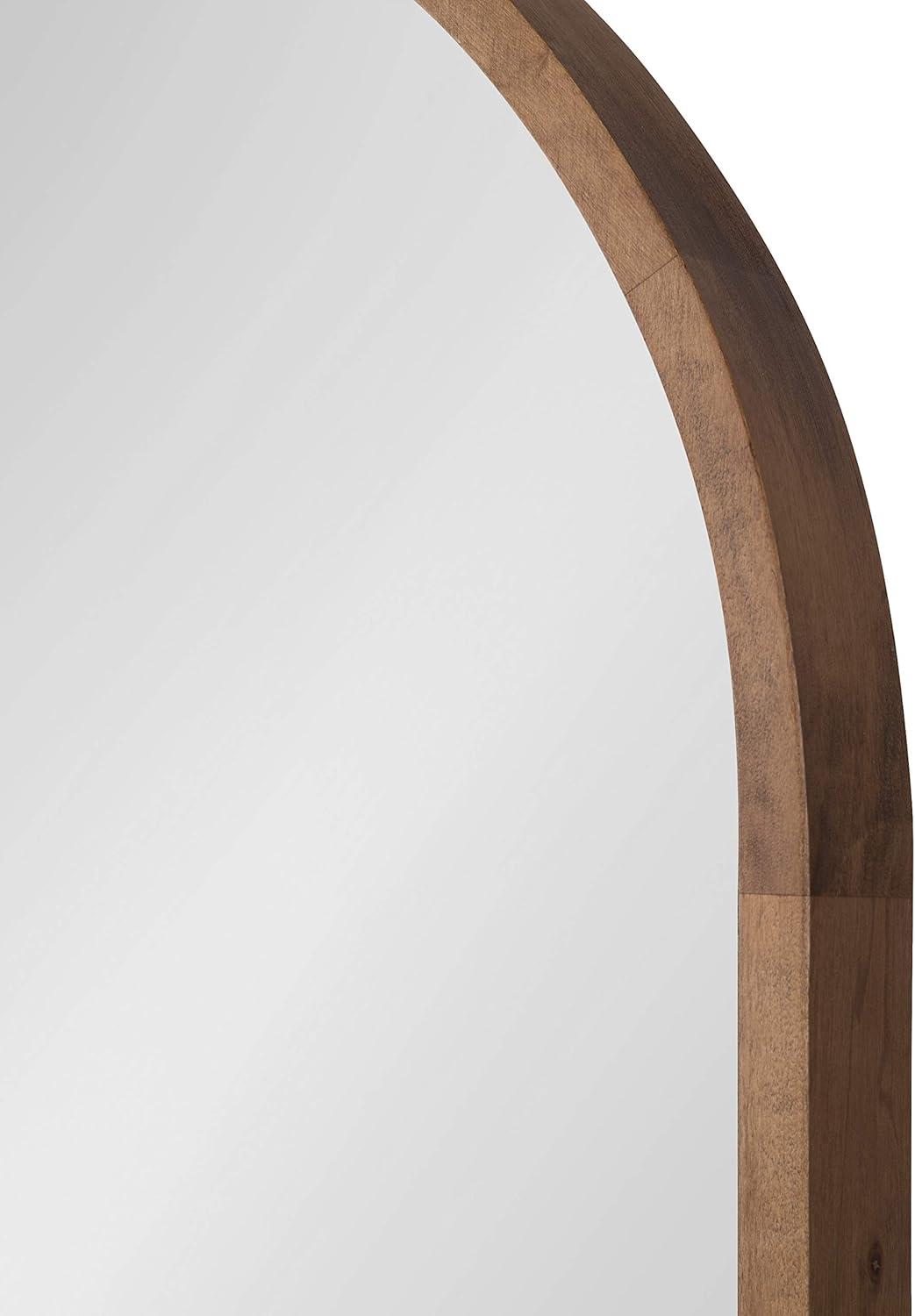 24" x 36" Hutton Wood Framed Capsule Wall Mirror Rustic Brown - Kate & Laurel All Things Decor