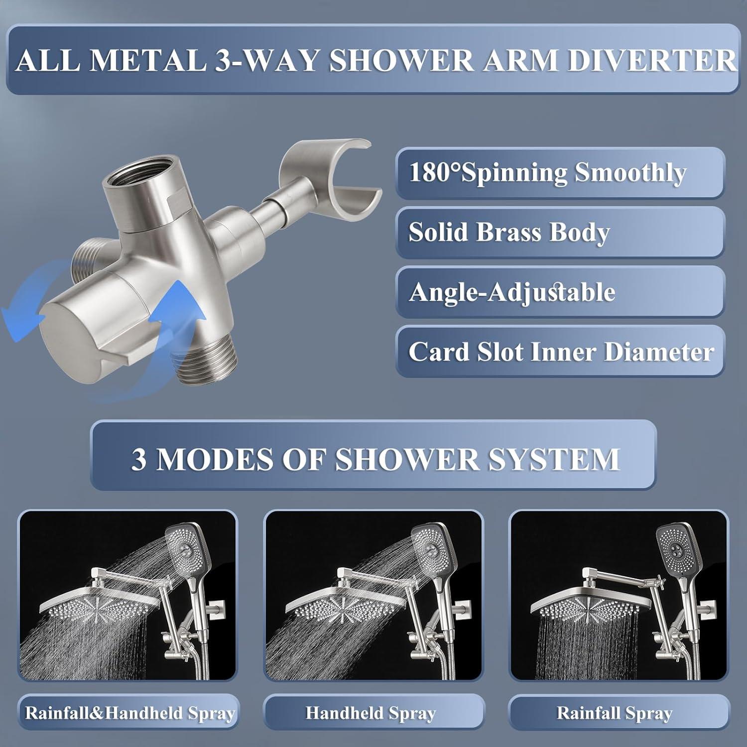 12 Inch Shower Head With Handheld, High-Pressure Rain/Rainfall Shower Heads With 3+1 Handheld