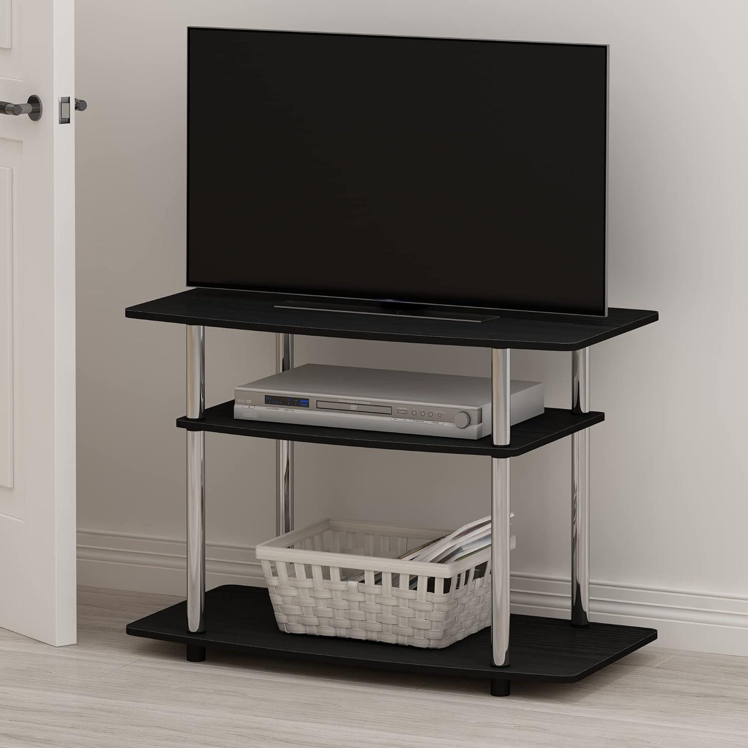 Americano Chrome 3-Tier TV Stand with Stainless Steel Poles