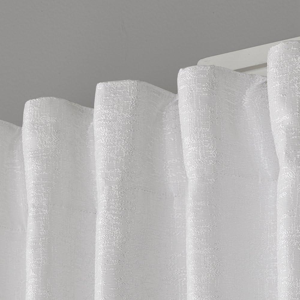 Winter White Textured Jacquard Blackout Curtain Panels, 52" x 84"