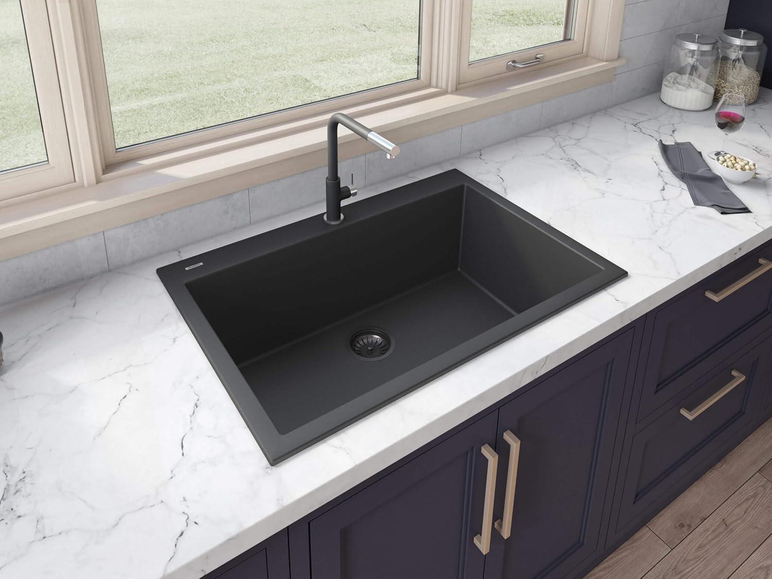 Ruvati 33 x 22 inch epiGranite Drop-in Topmount Granite Composite Kitchen Sink