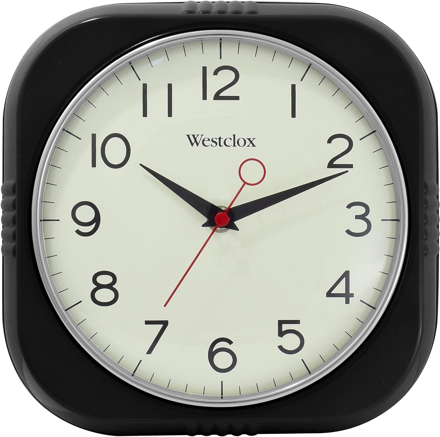 Westclox Black 1950's Retro Square Wall Clock