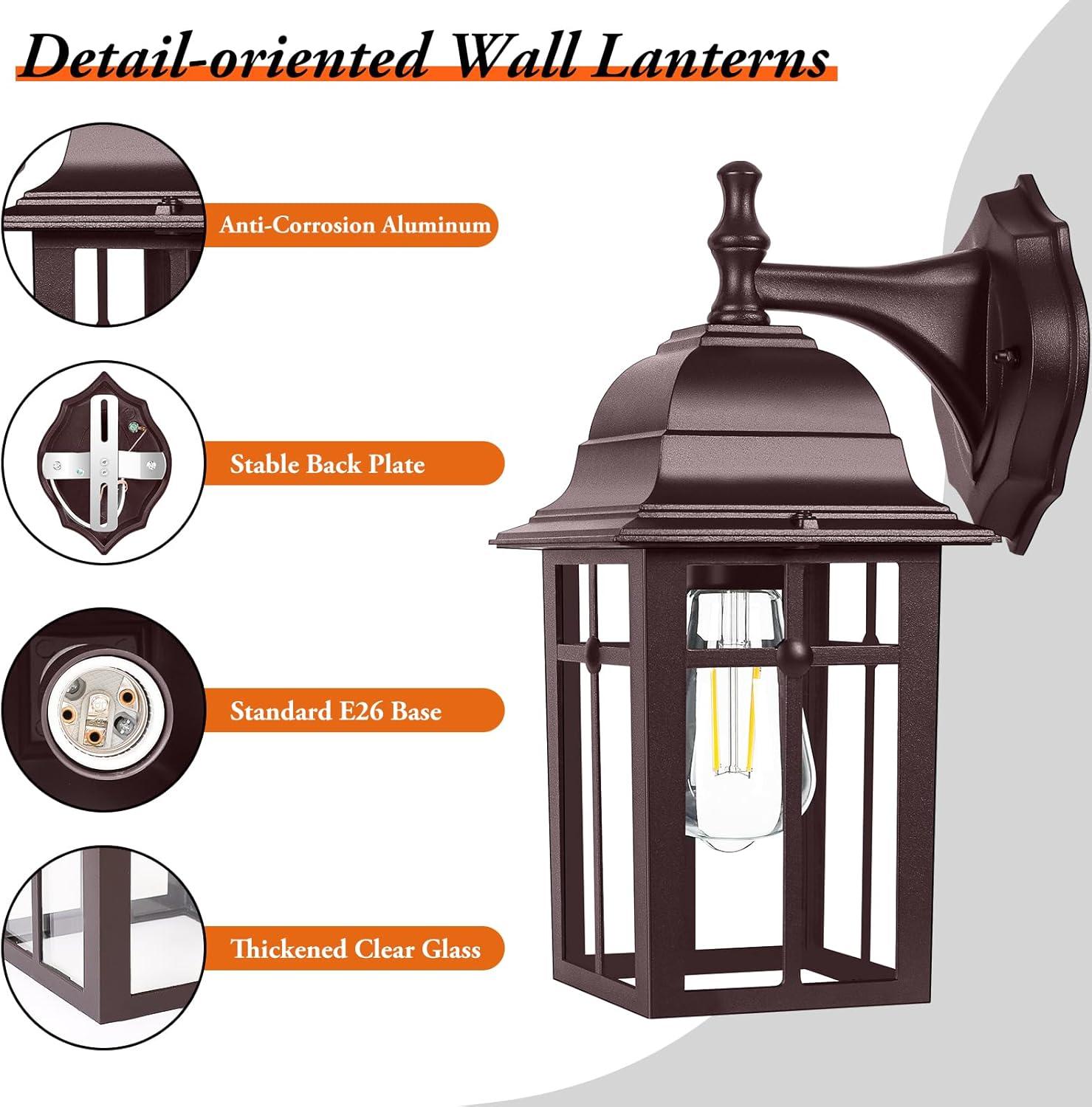 Outdoor Lights Fixtures Wall Sconce 2 Pack Black Porch Lights Outdoor Wall Lantern Decor Aluminum Anti-Rust Exterior Waterproof Outdoor Lights for House Patio Garage Front Door Entryway