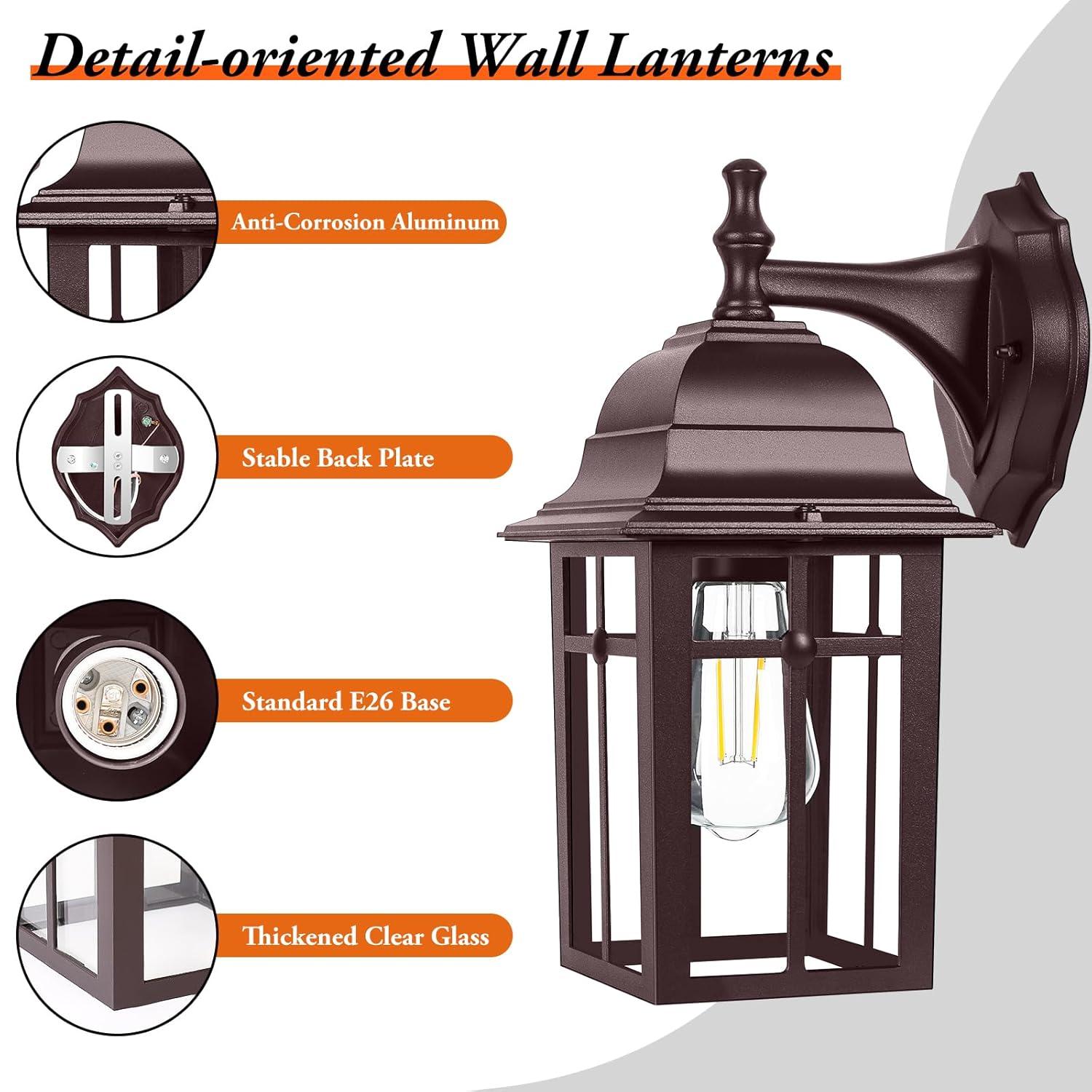 Outdoor Lights Fixtures Wall Sconce 2 Pack Black Porch Lights Outdoor Wall Lantern Decor Aluminum Anti-Rust Exterior Waterproof Outdoor Lights for House Patio Garage Front Door Entryway