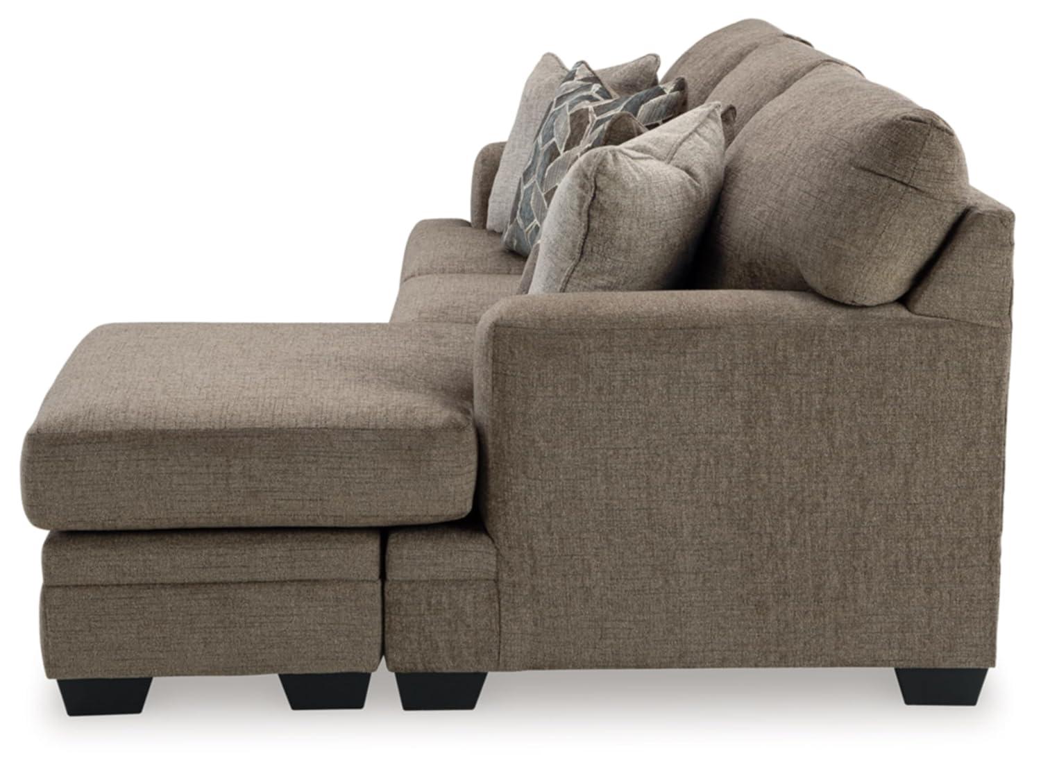 Nutmeg Fabric Sofa Chaise with Flared Arms and Ottoman
