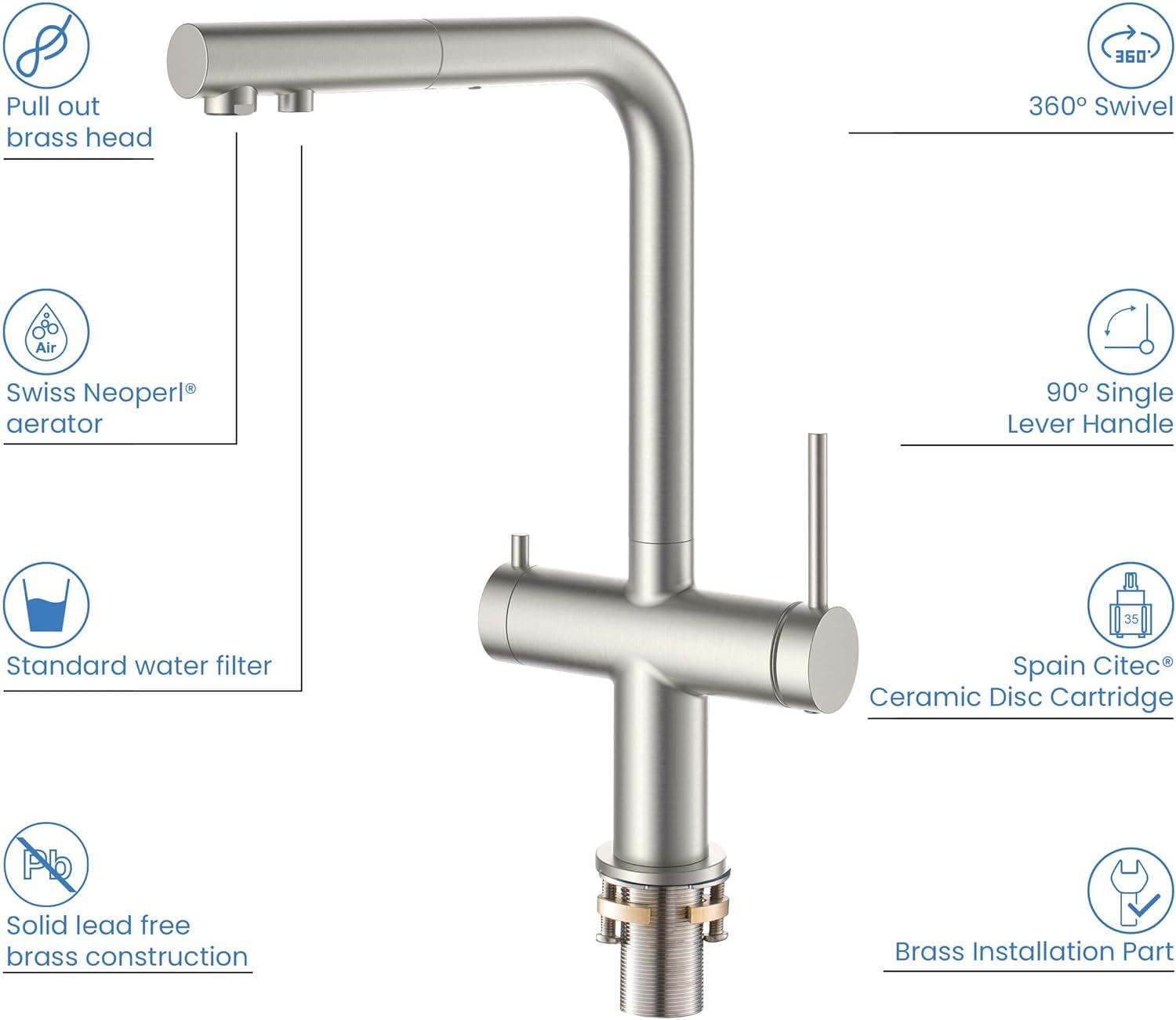KIBI KFF502BN KIBI Circular 2-in-1 Single Hole Pull Out Kitchen Faucet