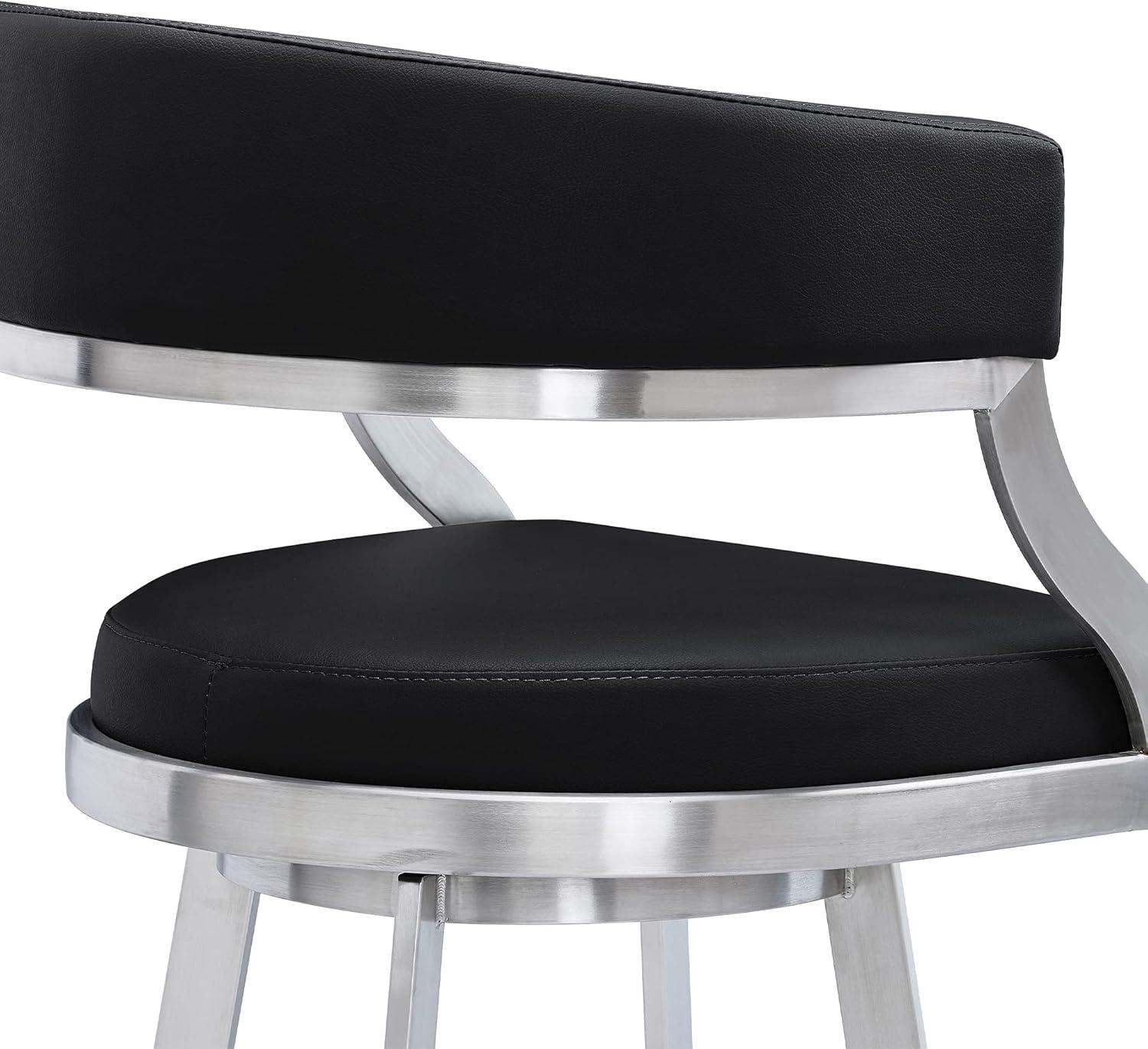 26" Saturn Faux Leather Counter Height Barstool: Swivel, Low Back, Armen Living