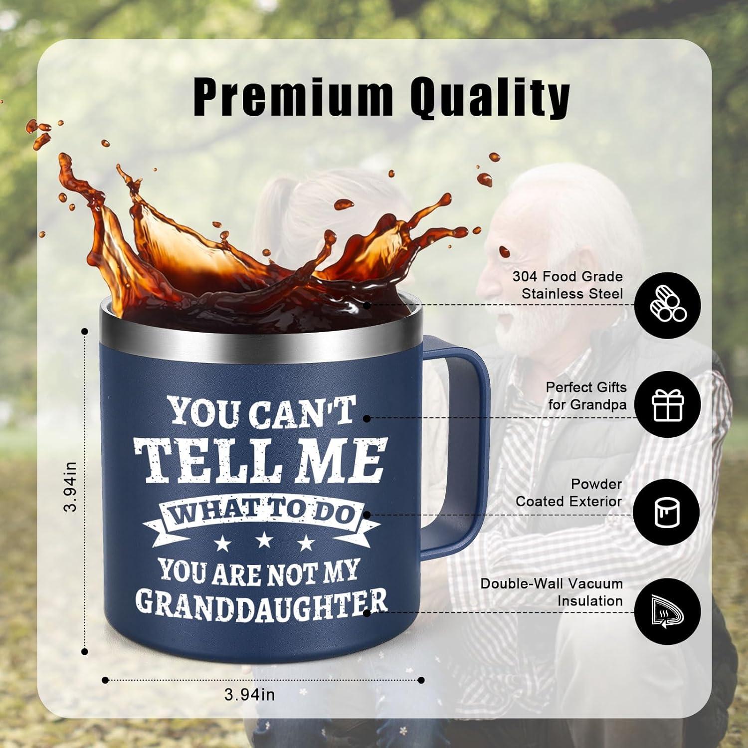 Best Grandpa Gifts for Christmas - 14Oz Grandpa Mug (Black) - You Are Not My Granddaughter -