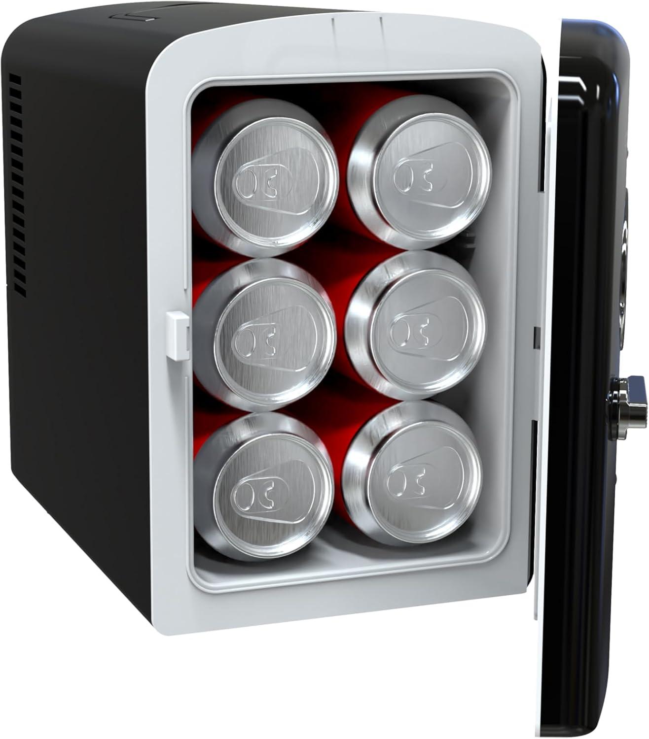 Frigidaire, 6 Can/4L Mini Personal Retro Fridge Cooler, EFMIS229, Black