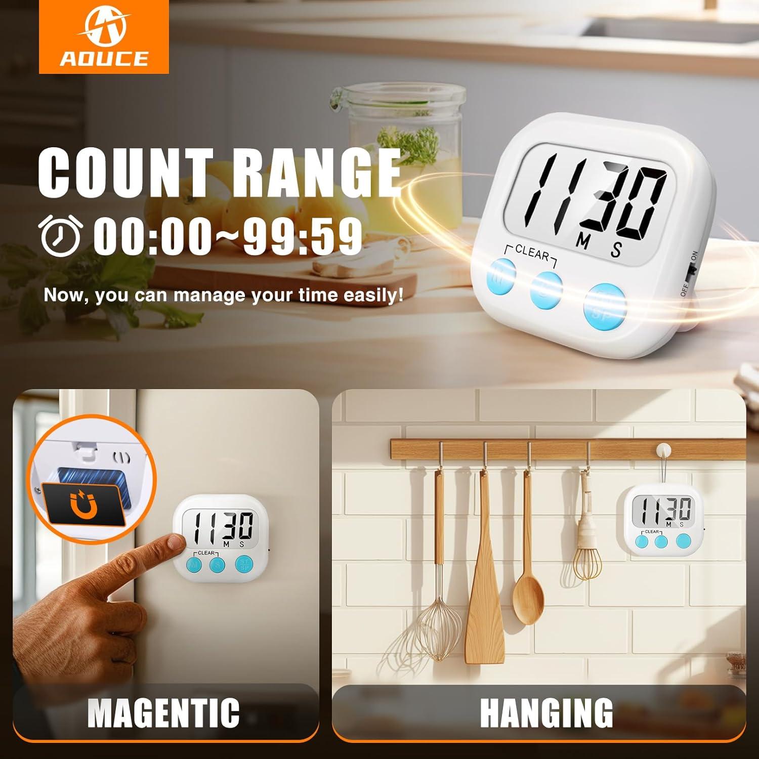 2 Count Kitchen Timer Task Small Digital with Magnetic Back and On/off Switch