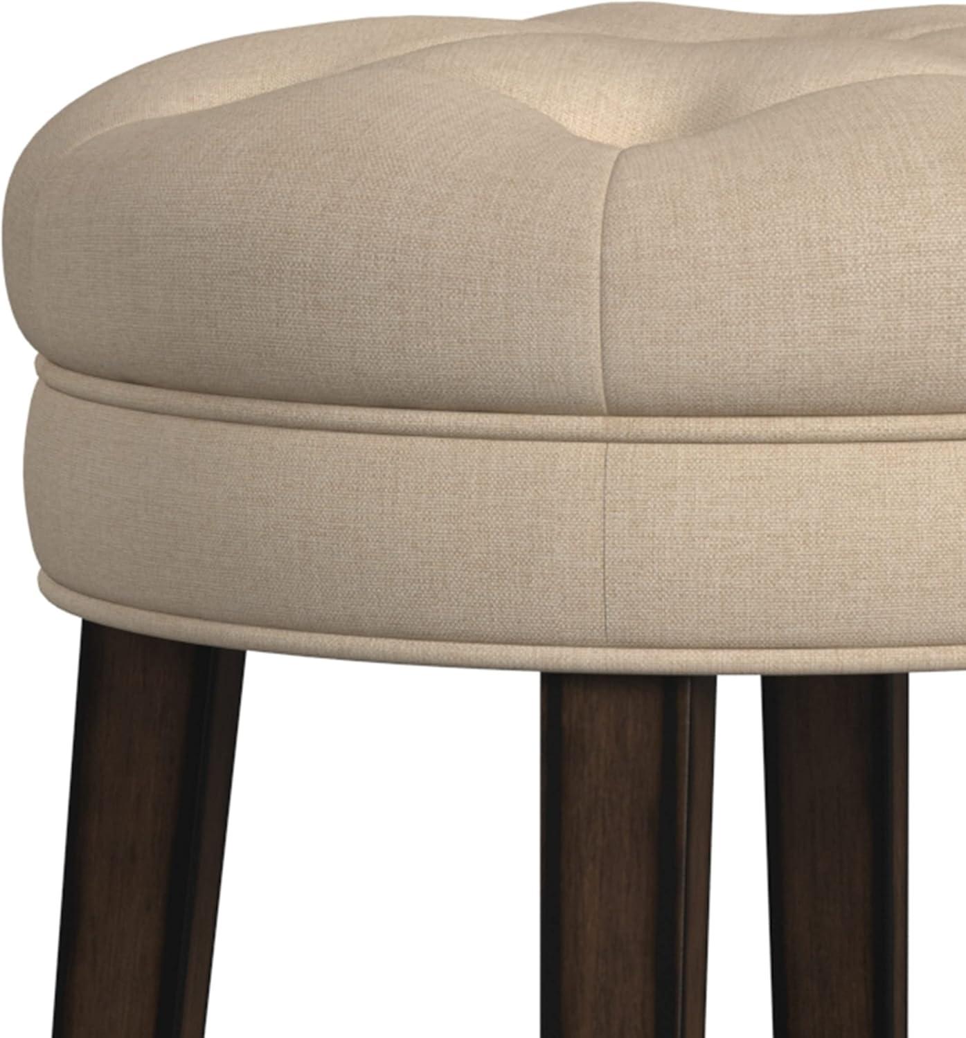 Krauss Backless Counter Height Barstool: Linen Upholstery, Charcoal Wood Frame - Hillsdale Furniture