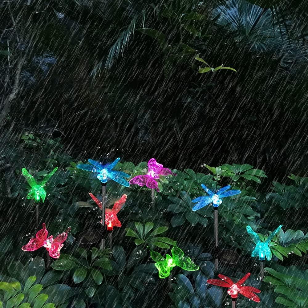 Decorative Solar Garden Lights - Butterfly, Dragonfly, and Hummingbird Stake Lights (6 Pack)