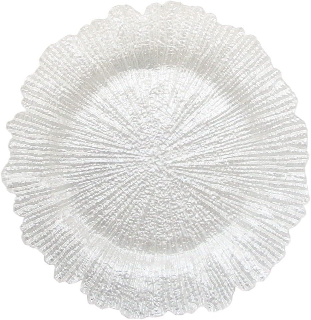 White Glass Reef Textured Charger Plate 14-inch