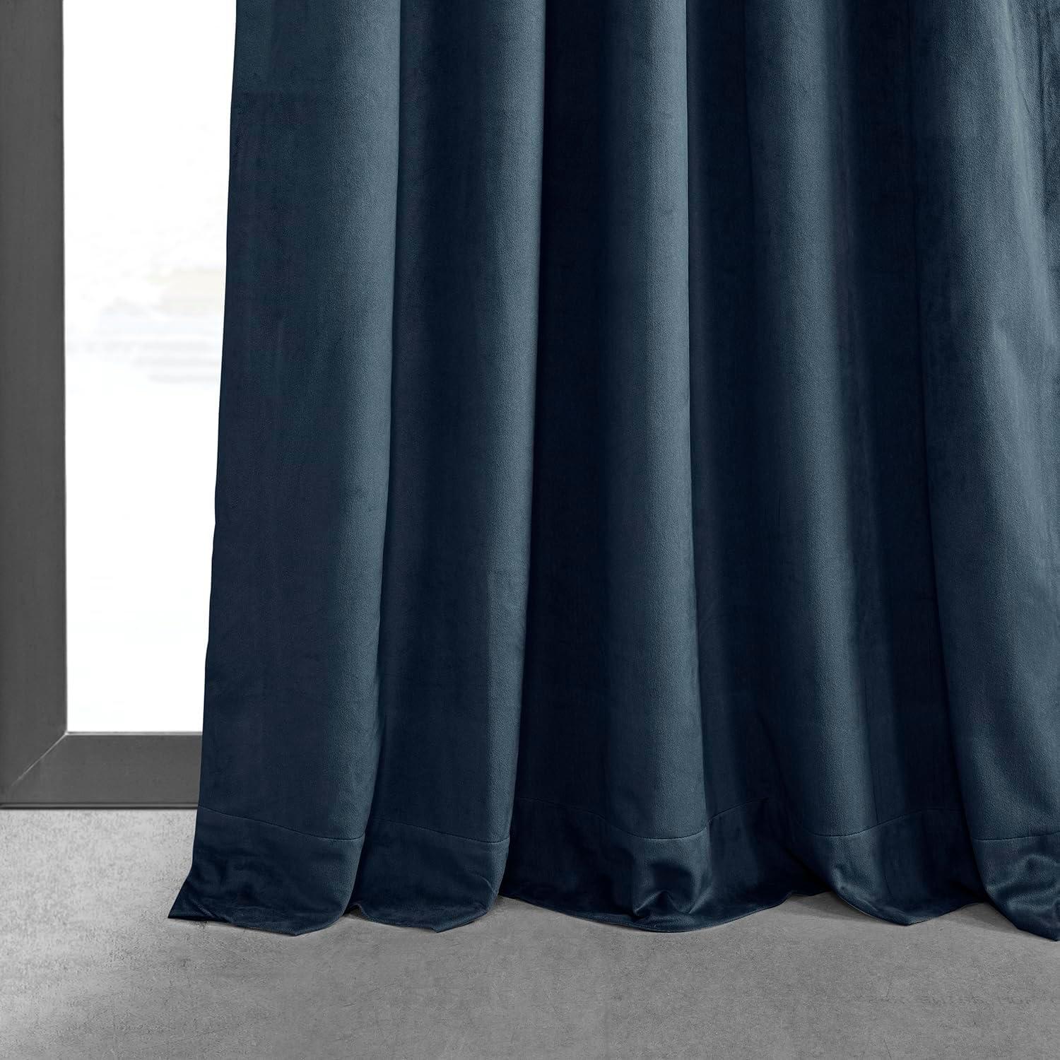 Half Price Drapes Signature Midnight Blue French Pleat Velvet Blackout Curtains(1 Panel), 50WX 120L