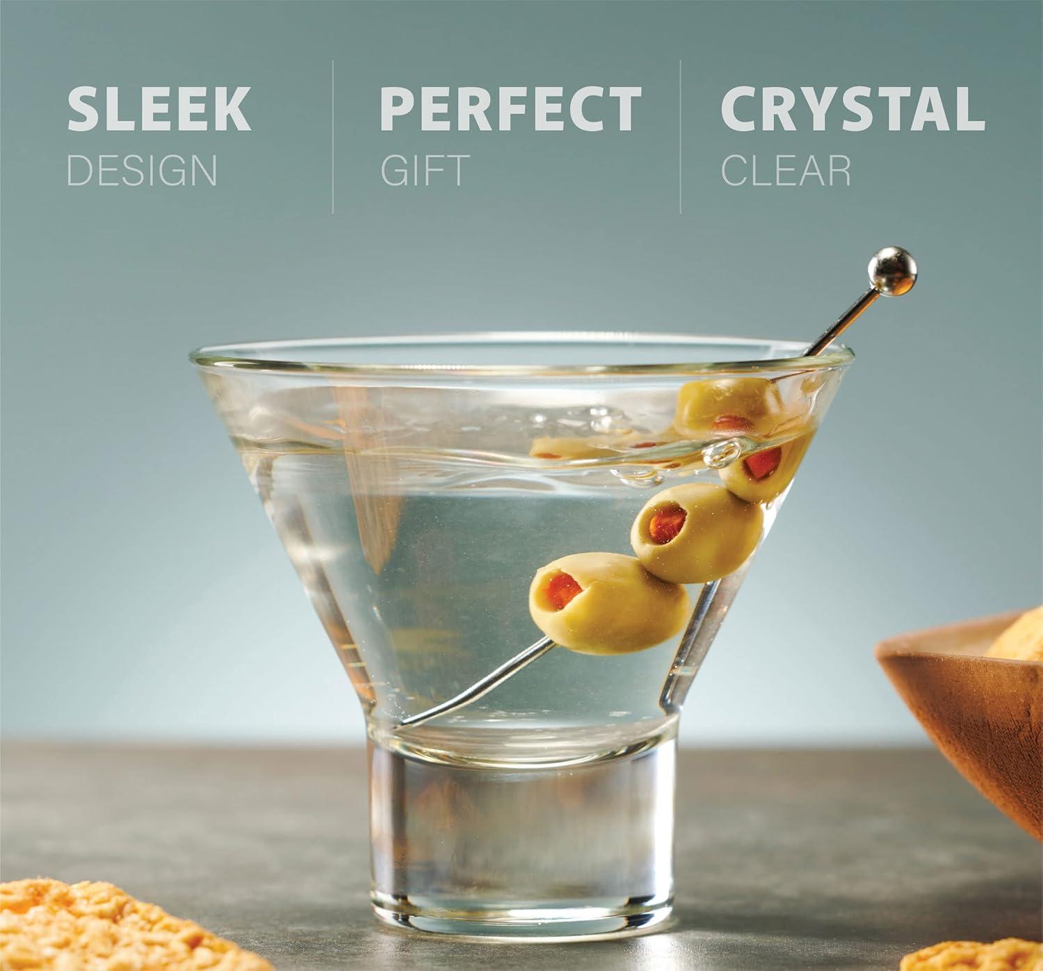 Godinger Martini Glasses, Italian Cocktail Glasses, Dessert Cups, Set of 4, 8oz - Made in Italy