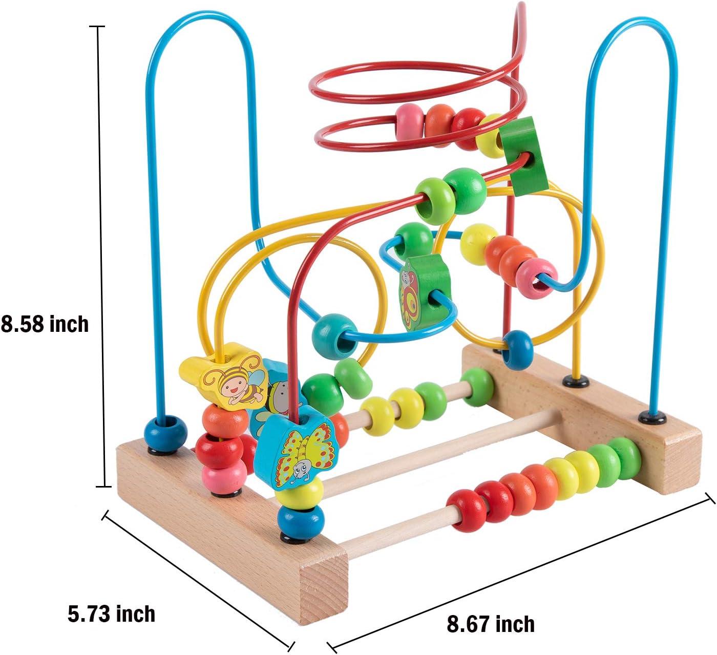 Colorful Wooden Bead Maze Roller Coaster Toy