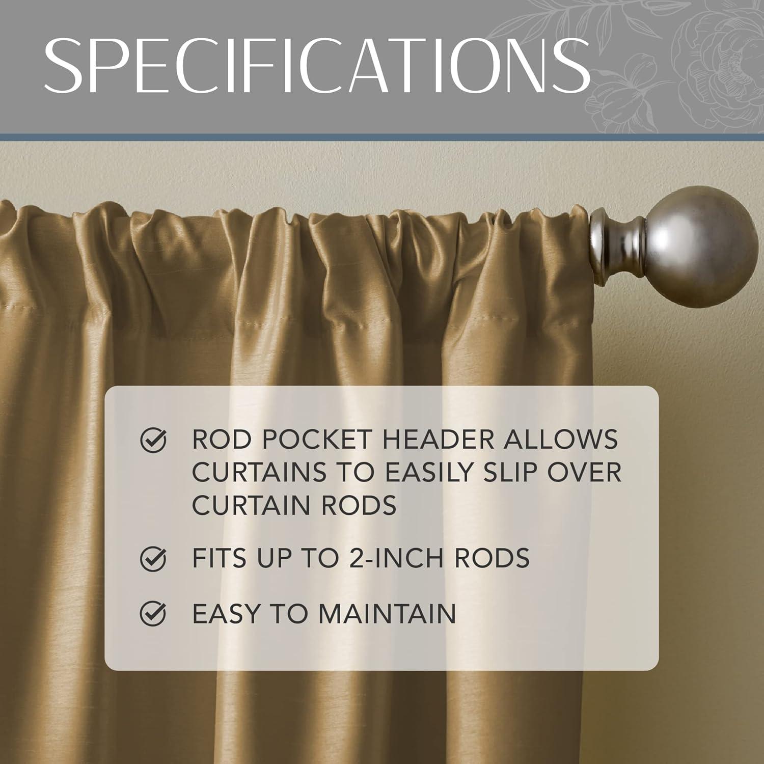 Elrene Versailles Faux Silk Room Darkening Single Window Curtain Panel - Elrene Home Fashions