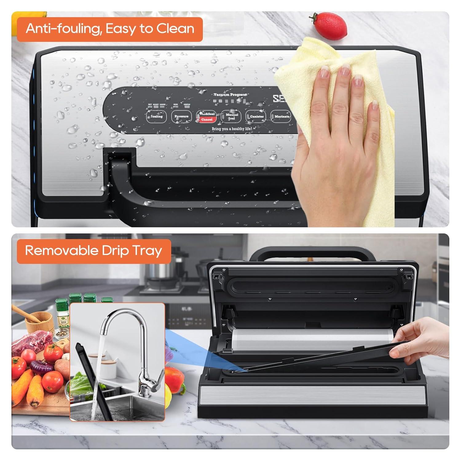 SEATAO SEATAO VH5188 Automatic Vacuum Sealer Machine, 90kPa Multifunction Commercial Vacuum Food Sealer For Food Preservation, Dry & Moist & Food & Extended Modes, LED lights, Double Seal