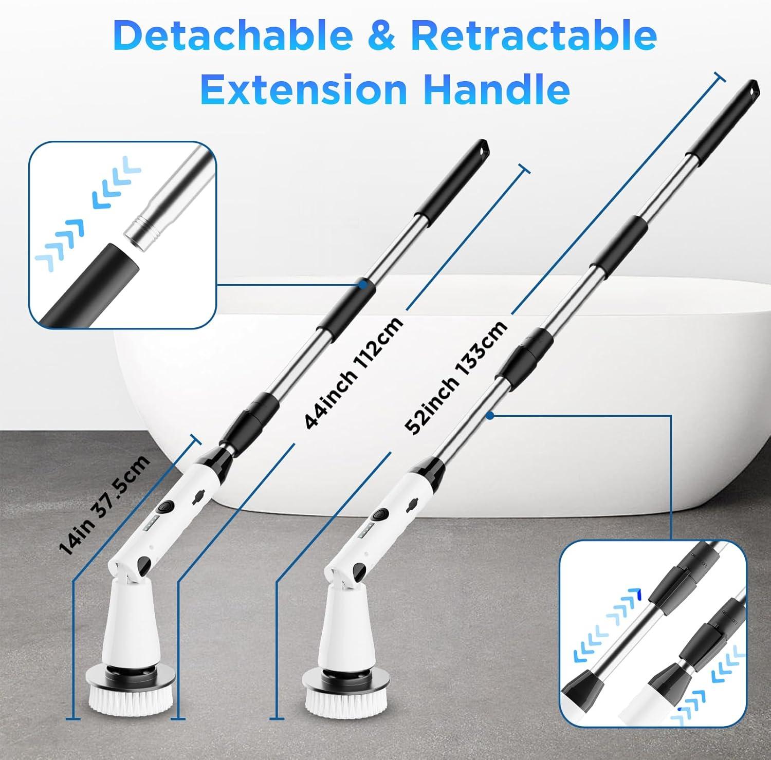 Kibhous Electric Spin Scrubber with 3 Replaceable Brush Heads Adjustable Extension Arm
