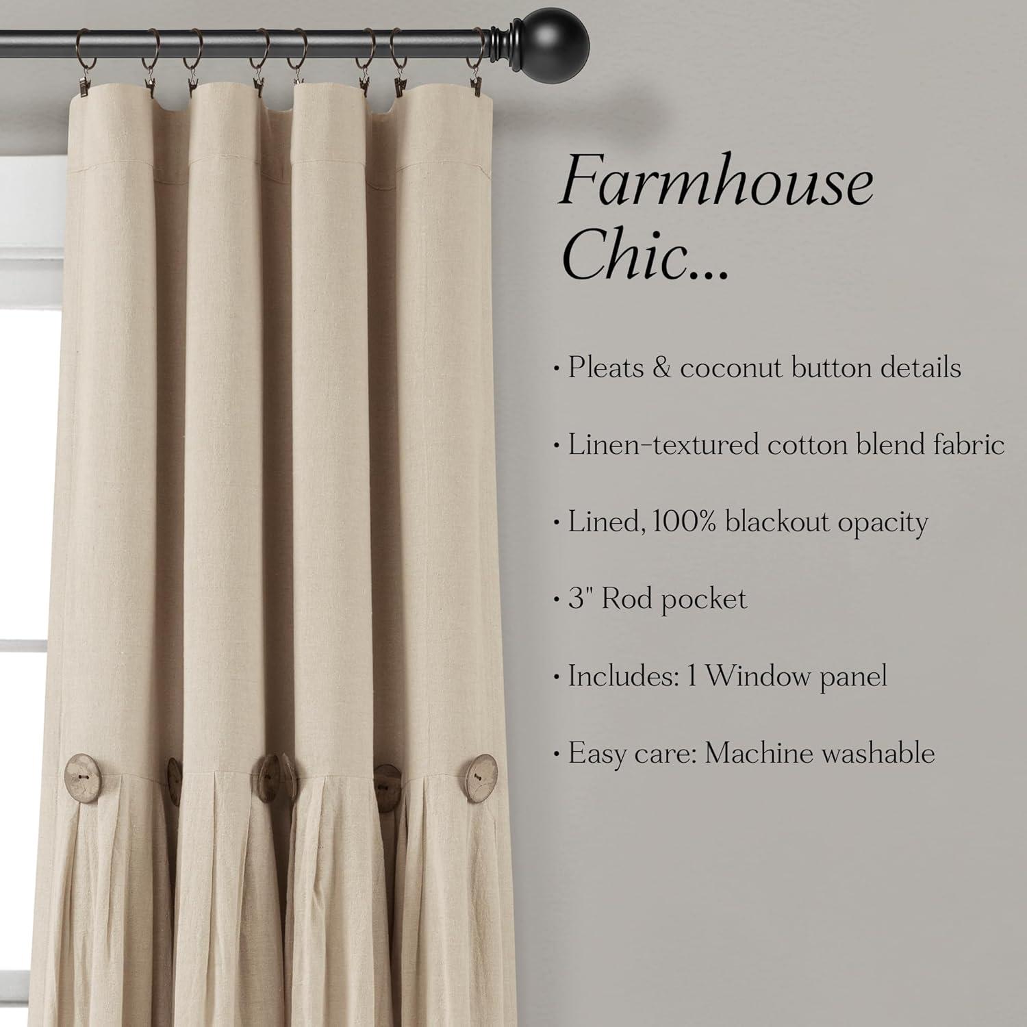 Lush Decor Linen Button Cotton Blend Blackout Thermal Rod Pocket Single Curtain Panel & Reviews | Wayfair
