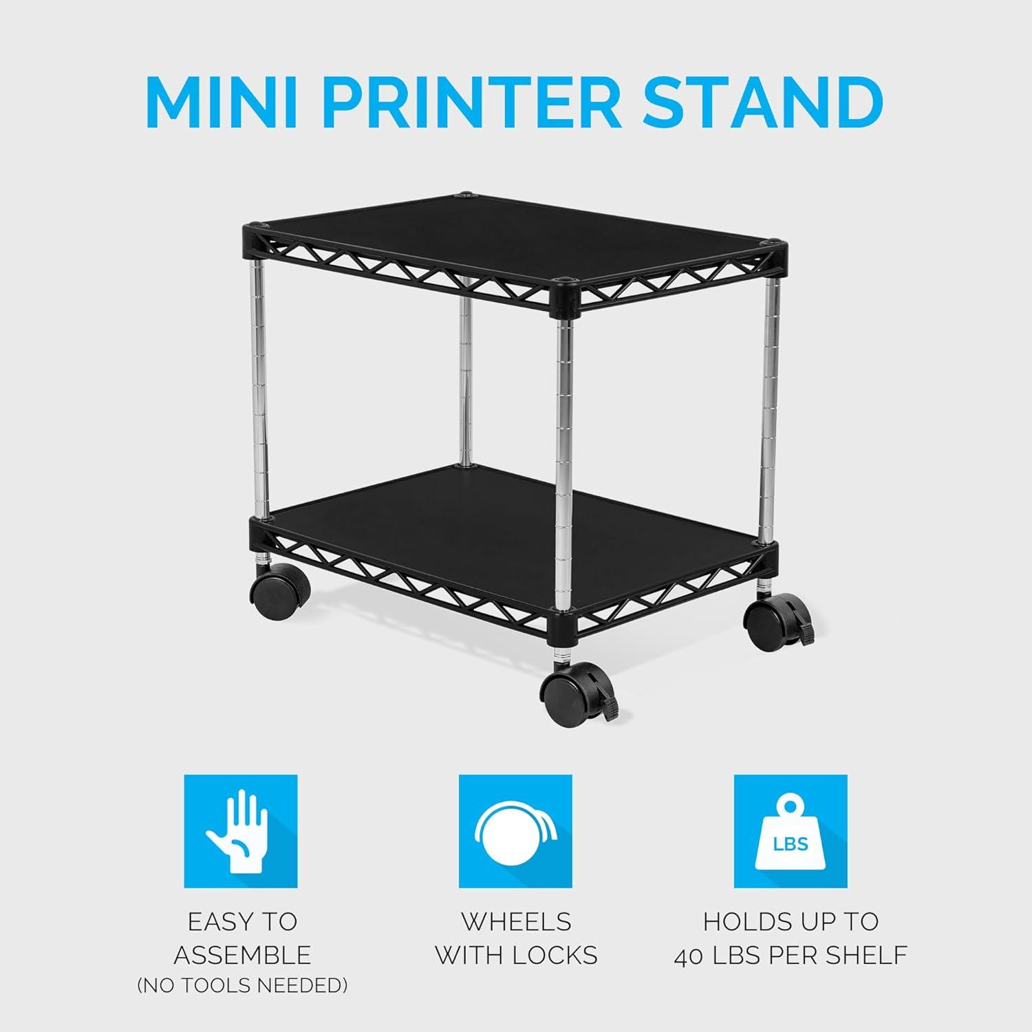 ZBRANDS // Printer Stand Cart Mini, 15" x 10.6", 2 Tiers Heavy Duty (Mini)