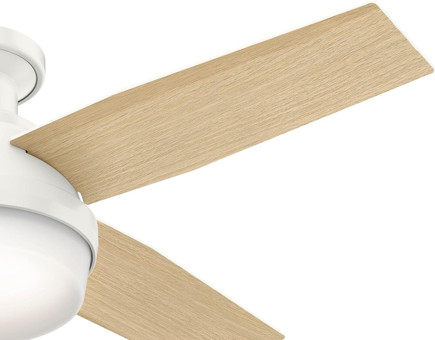 Dempsey Low Profile 44" 4 - Blade Indoor Flush Mount Small Room Ceiling Fan with Lights and Remote
