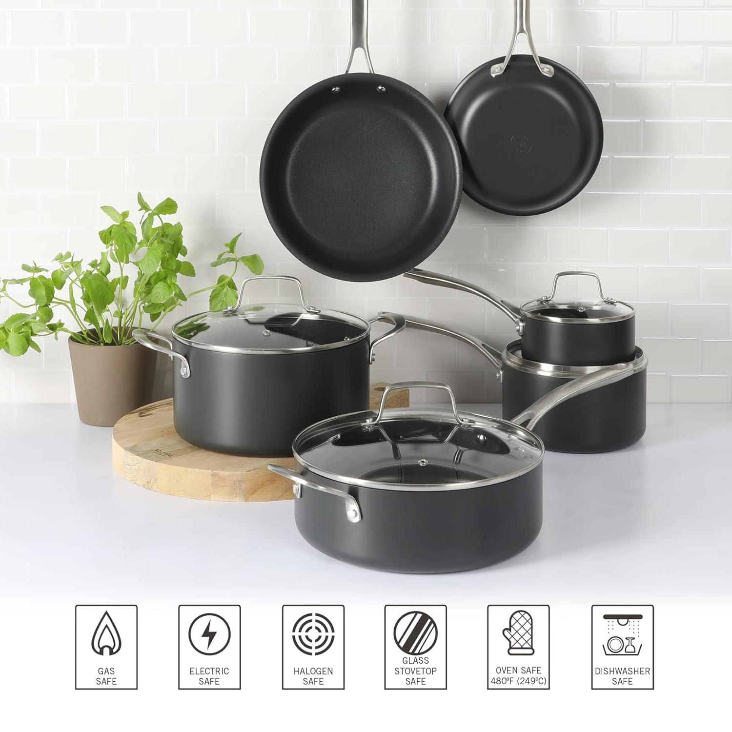 Martha Stewart Martha Stewart Bosworth 10 Piece Hard Anodized Nonstick Aluminum Cookware Set - Black