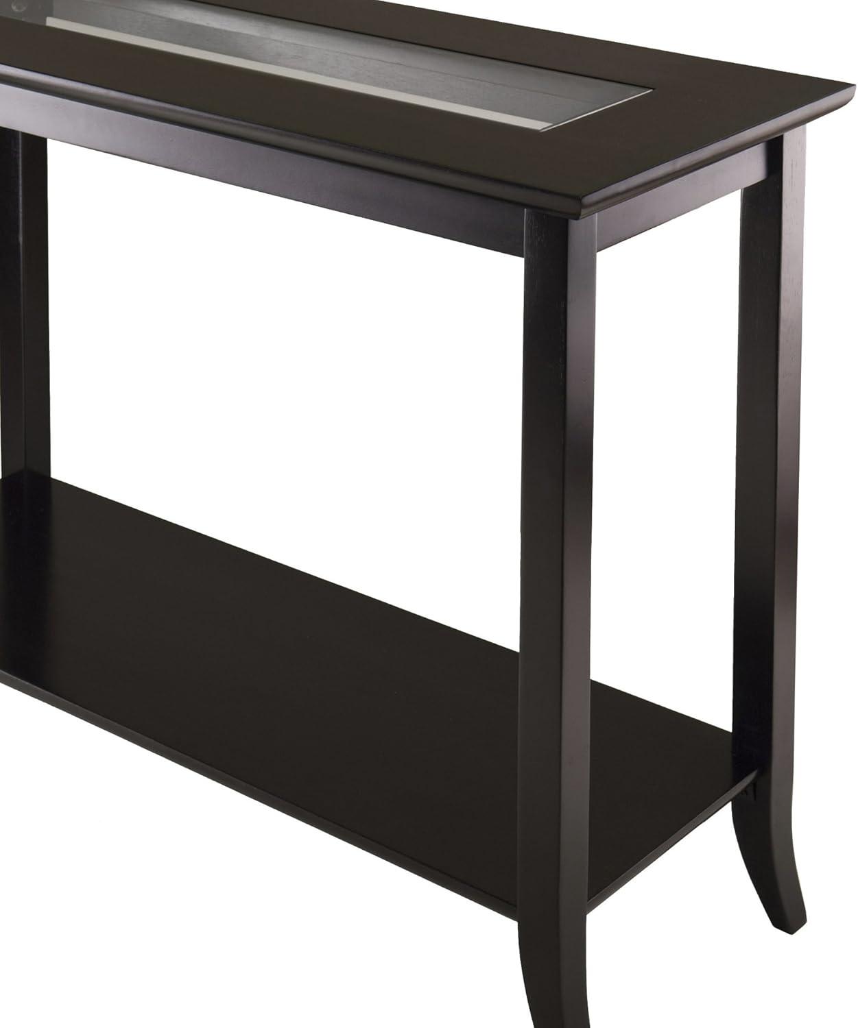 Genoa Console Table Glass Top Espresso - Winsome: Tempered Shelf, Wood Composite Frame