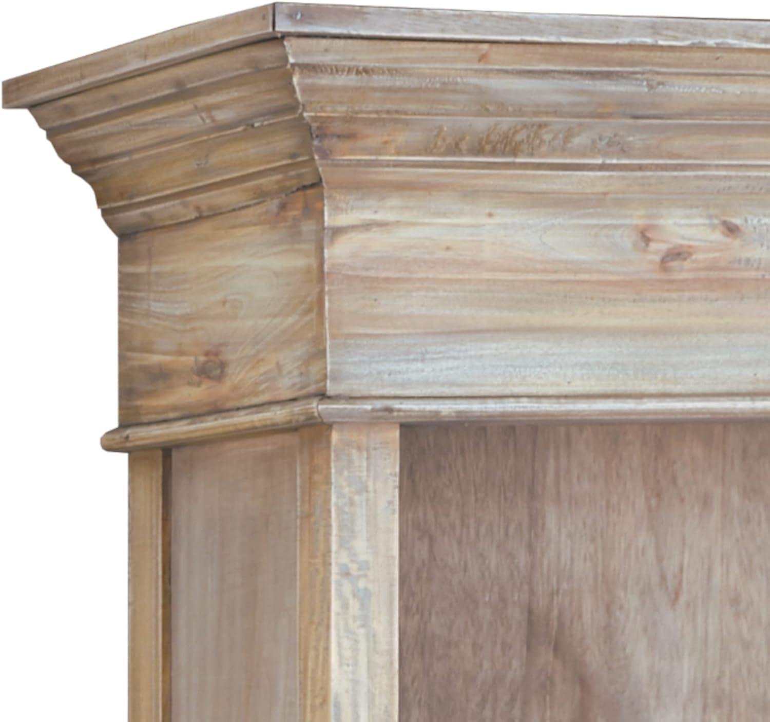 Cottage Hutch Buffet Driftwood Brown Bookcase Cabinet Solid Wood Mahogany