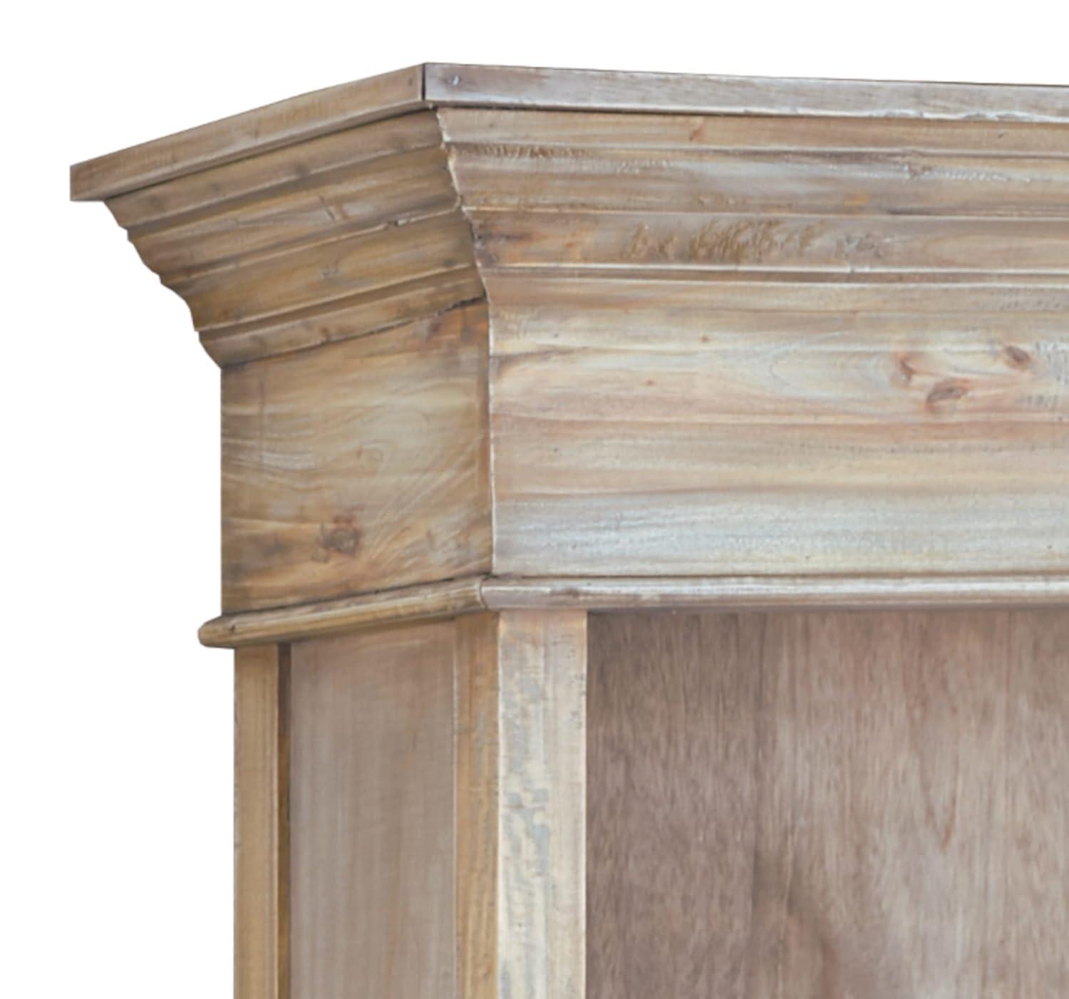 Cottage Hutch Buffet Driftwood Brown Bookcase Cabinet Solid Wood Mahogany